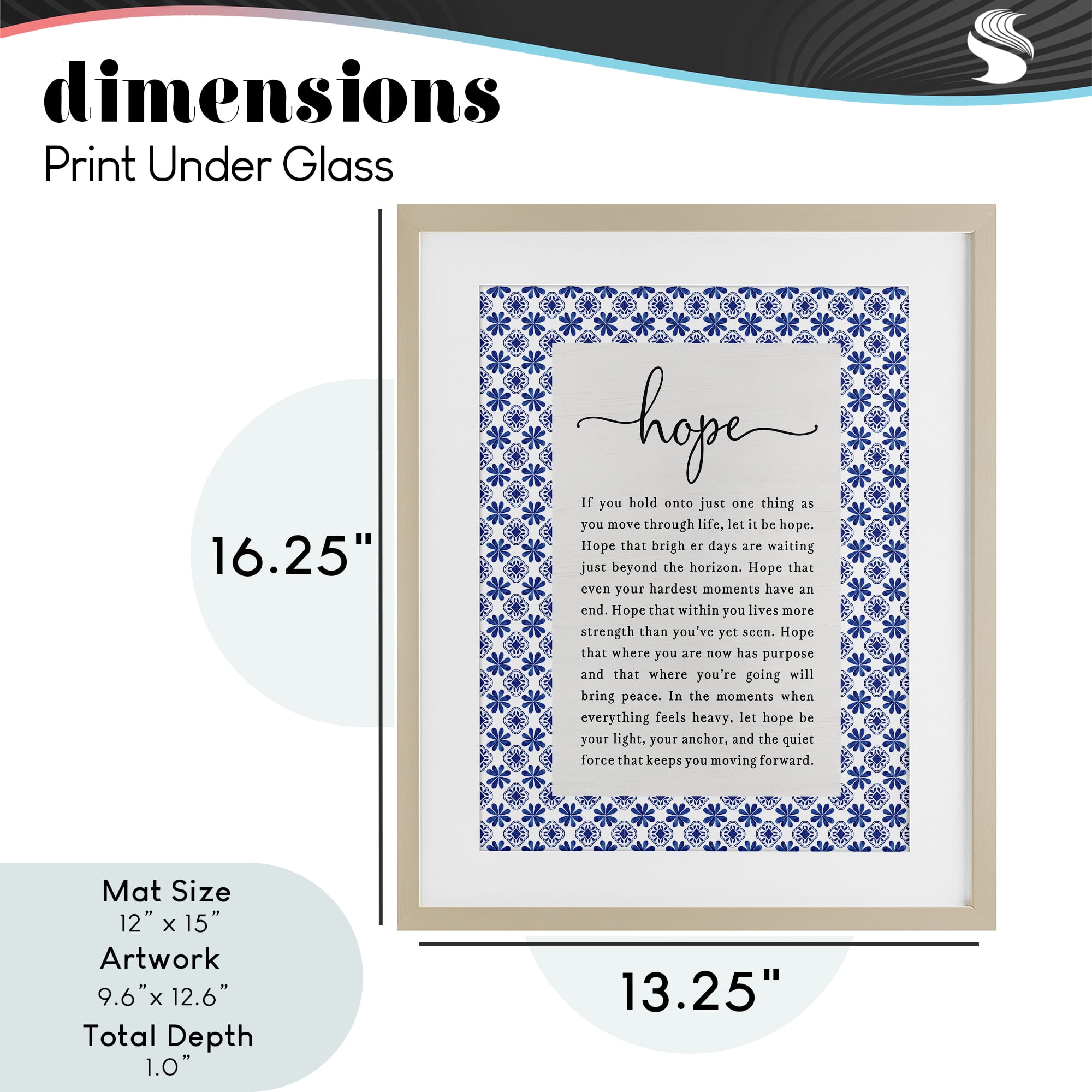 Hope For Brighter Days Birch Framed Print Under Glass, design by Lettered and Lined