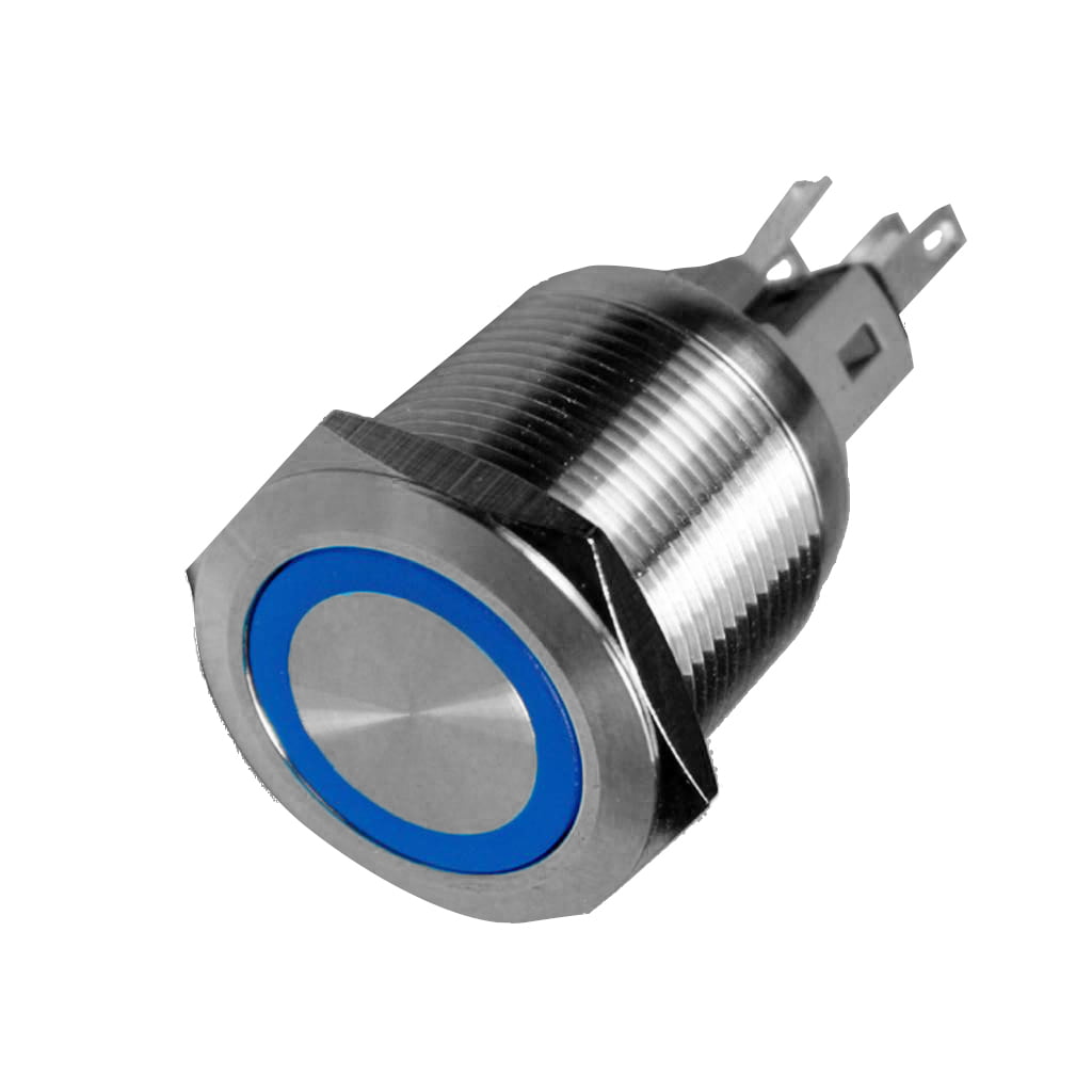 Durable 12v 25mm Car Black Push Button Dome Blue Angel Eye LED Momentary Switch for sale online 