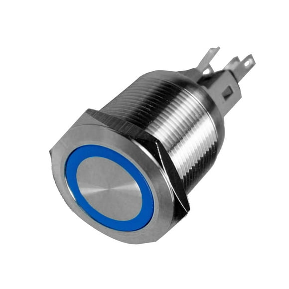 DC12V 25mm LED Interruptor de Botón Pulsador Momentáneo de para de Arranque Electrónico Power Azul shamjiam Interruptor de botón momentáneo