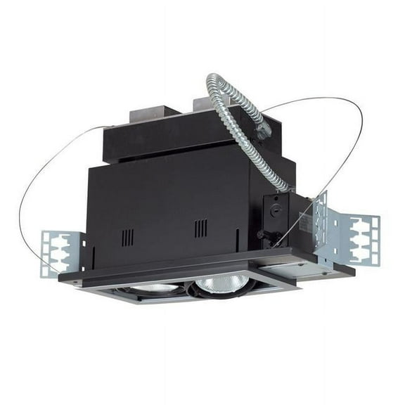 Jesco Lighting MGMH3070-2EWB Two-Light Double Gimbal Linear Recessed Metal Halide Fixture, White Trim with Black Gimbal & Interior