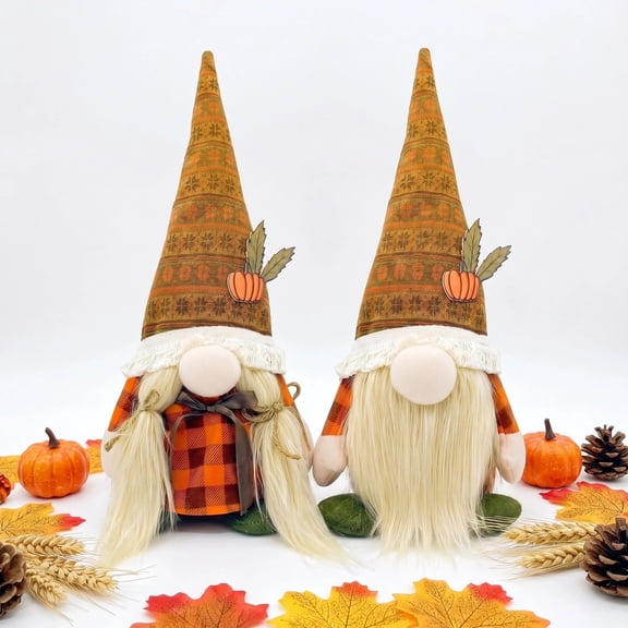 Molumo Thanksgiving Decorations for Home- 2 Pack Handmade Fall Gnomes for Office, Home Thanksgiving Gifts Autumn Holiday Decorations