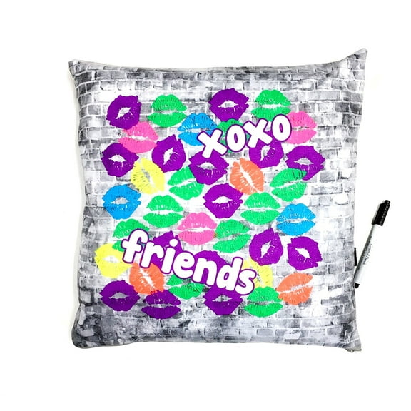 Camp Bunk Kids Autograph Pillows A Great Pre-Camp Gift for Boys Or Girls(Black & White Brick Wall with XOXO Friends)