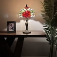 thumbnail image 5 of Tiffany Table Lamp Red Orange Stained Glass Rose Flowers LED Bulb Included for Living Room Dining Room Bedroom Bedside Office Hotel 19"H*12'W, 5 of 14
