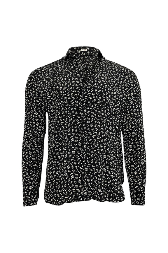 Pre-Owned Saint Laurent Printed Long Sleeve Shirt in Black Silk
