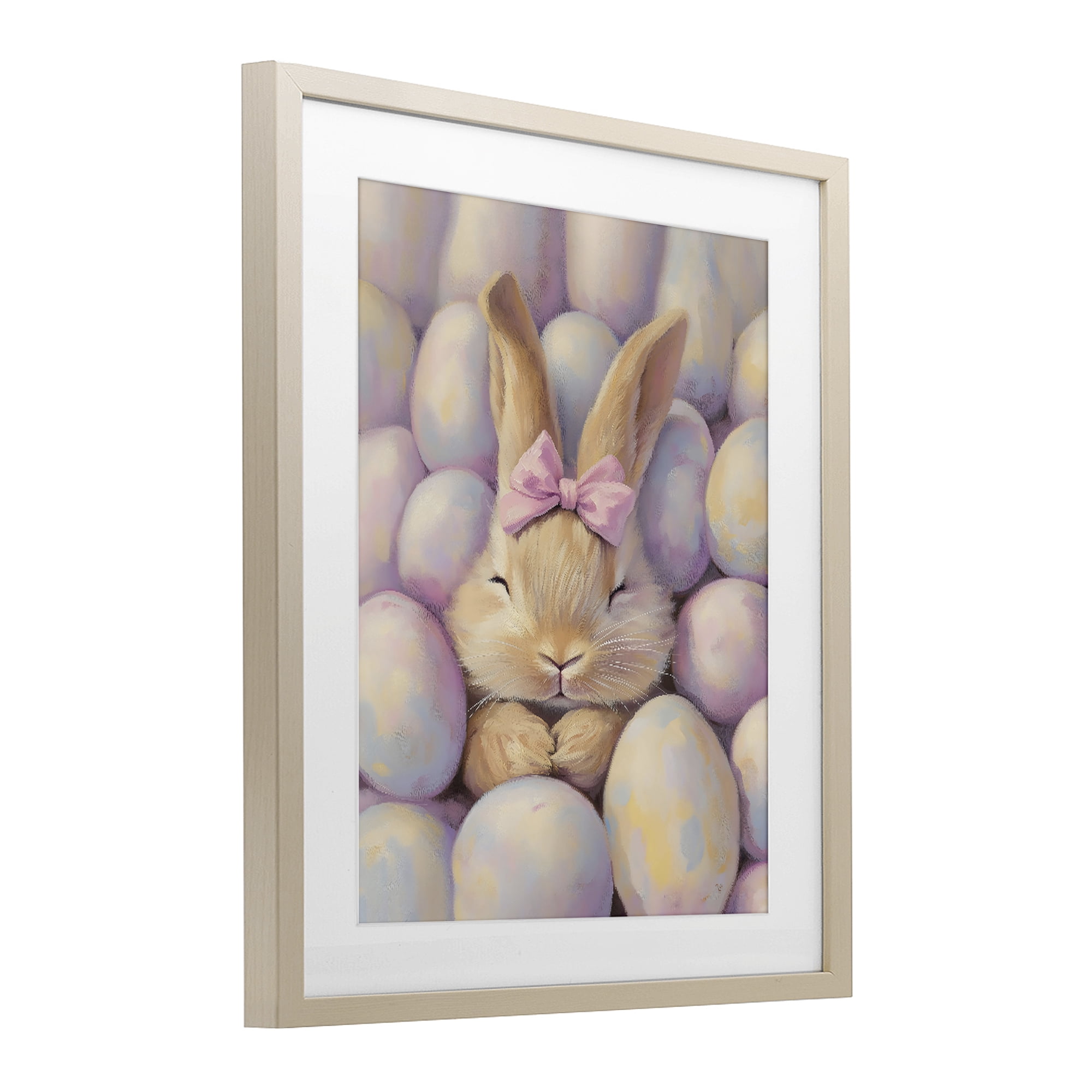 Stupell Industries Easter Bunny Nestled in Eggs Birch Framed Print Under Glass, design by The Prints Vibe