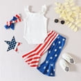 thumbnail image 3 of Quealent Baby 4th of July Outfit Baby Girl Little Girl Short Sleeve Romper Tops Independence Day Set Shorts Pants Summer Outfits Blue,3-4 Years, 3 of 5