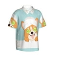 thumbnail image 2 of Balery Corgi With Towel Ans Slice Cucumber Print Men's Hawaiian Shirts Short Sleeve Beach Shirt Relaxed Fit Vacation Button Down Shirts-X-Large, 2 of 9