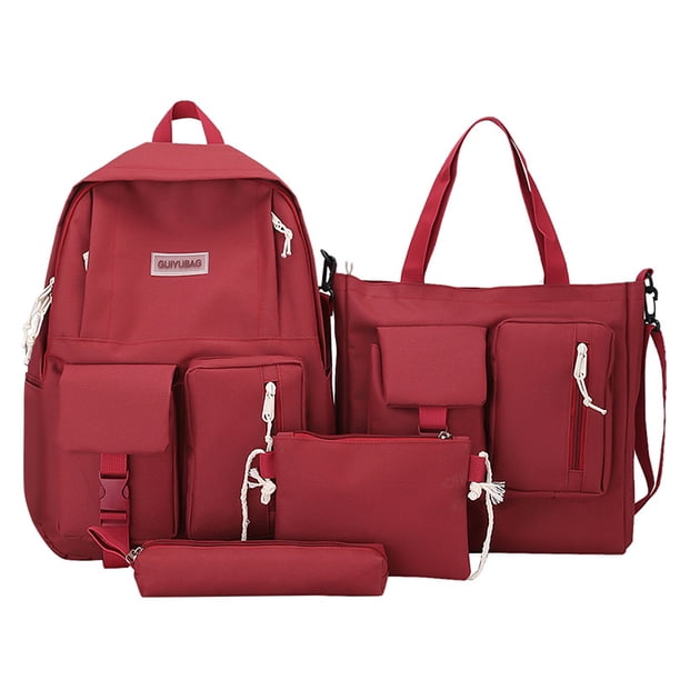 Pack Viaje 4 piezas Mochila de lona Combo Set Mochilas escolares con bandolera Caja de lápices Mochi Abody Pack Viaje