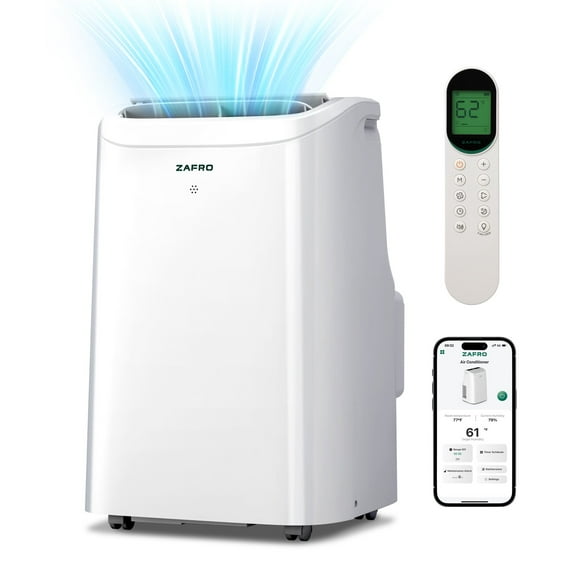 ZAFRO Portable Air Conditioners 10000 BTU, portable ac units for bedroom with Fan & Dehumidifier, 24H Timer with APP/Remote/Timer/LED Display
