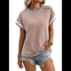 thumbnail image 3 of Blusa Informal de Corta con Cuello Redondo y Bloques de Color Acanalados para Mujer Caqui Oscuro M, 3 of 10