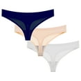 thumbnail image 2 of HAOTAGS 3PC Panties for Women,Moisture-Wicking Breathable Solid Thong V-Strings Beige XS, 2 of 3