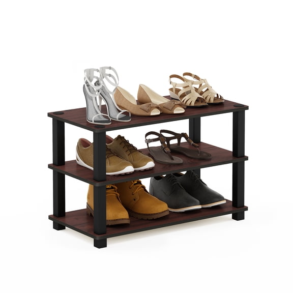 Furinno TURN-S-TUBE 3-Tier Shoe Rack Organizer Storage Cherry Oak