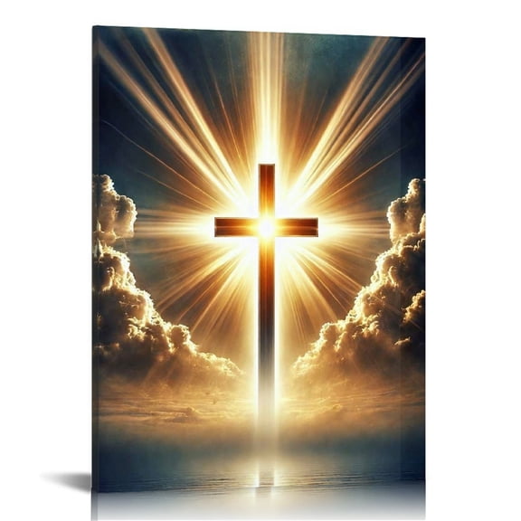 Christ Cross Canvas Wall Art Print, Christian Cross Canvas Wall Art, Vintage Christian Wall Decor for Home, Church, Office, Living & Prayer Room | Perfect Inspirational Faith Gift Framed
