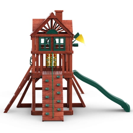 Gorilla Playsets Nantucket II Wooden Swing Set with 2 Belt Swing, Trapeze Bar, and Working Shudders - Image 14