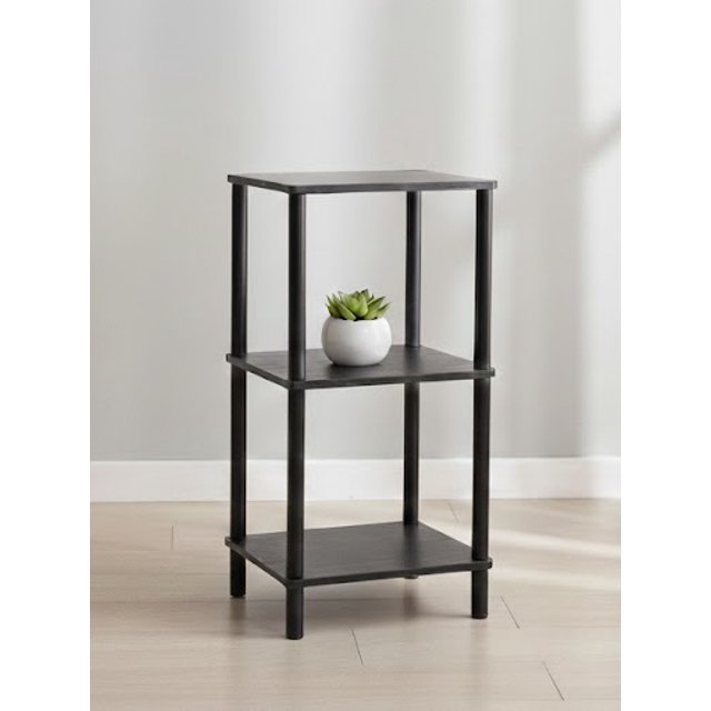 Nola Home 3-Tier End Table, Side Table, Multipurpose Shelf, Easy Turn Assembly, Black