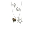 thumbnail image 2 of Delight Jewelry Two-tone Enamel Giraffe Print Heart Silver tone Snowflake Charm Necklace and Stud Earrings, 2 of 4