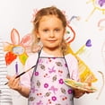 thumbnail image 3 of Pink Football and Flowers Pattern Kids Aprons for Girls and Boys,Adjustable Neck Strap Toddler Aprons for Kids Cooking Baking, 3 of 7