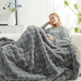 thumbnail image 4 of Cozy Bliss Faux Fur Throw Blanket for Couch, Fuzzy Soft Plush Thick Bubble Blanket for Sofa Bedroom Living Room, 60 * 80 Inches Light Grey, 4 of 19