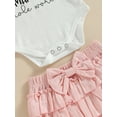 thumbnail image 6 of Coduop Baby Girls Father's Day Mother's Day Outfit Short Sleeve Romper and Ruffle Shorts 3Pcs Set, 6 of 8
