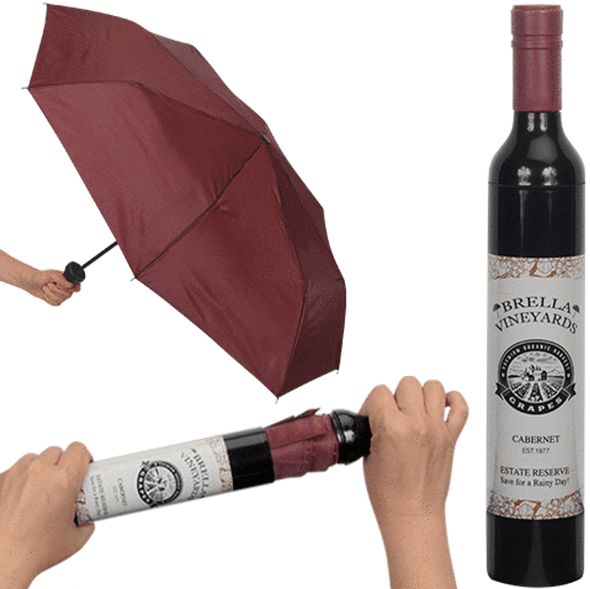 Wine Bottle Umbrella Burgundy Telescoping Brella Vineyards Rainy Day Walmart Canada
