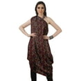 thumbnail image 2 of Moomaya Women's Printed One-Shoulder Cowl Kurti Sleeveless Dress Boho Party Designer Clothing, 2 of 7
