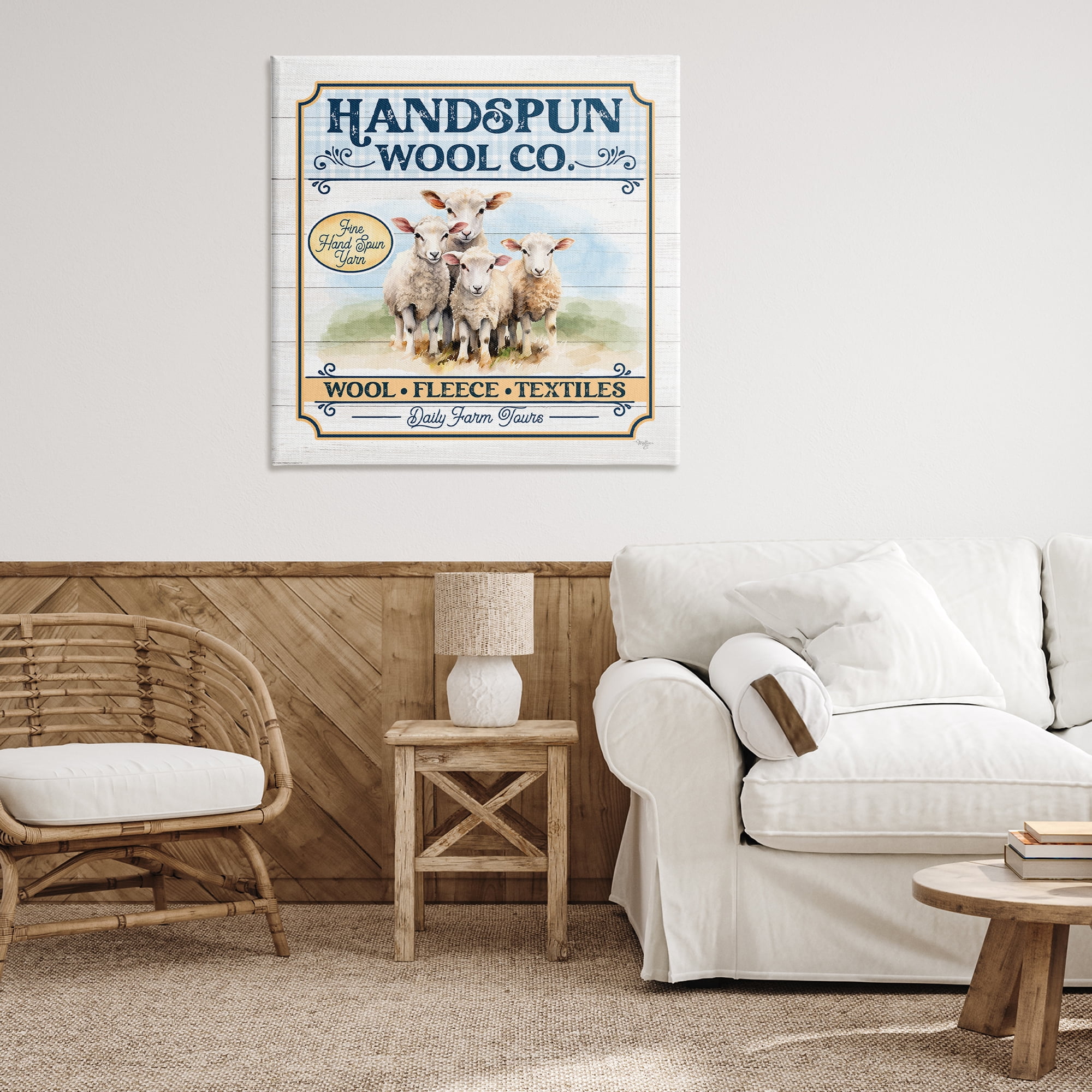 Stupell Industries Handspun Wool Sign Animals & Insects Painting Gallery Wrapped Canvas Art Print Wall Art, 36 x 36