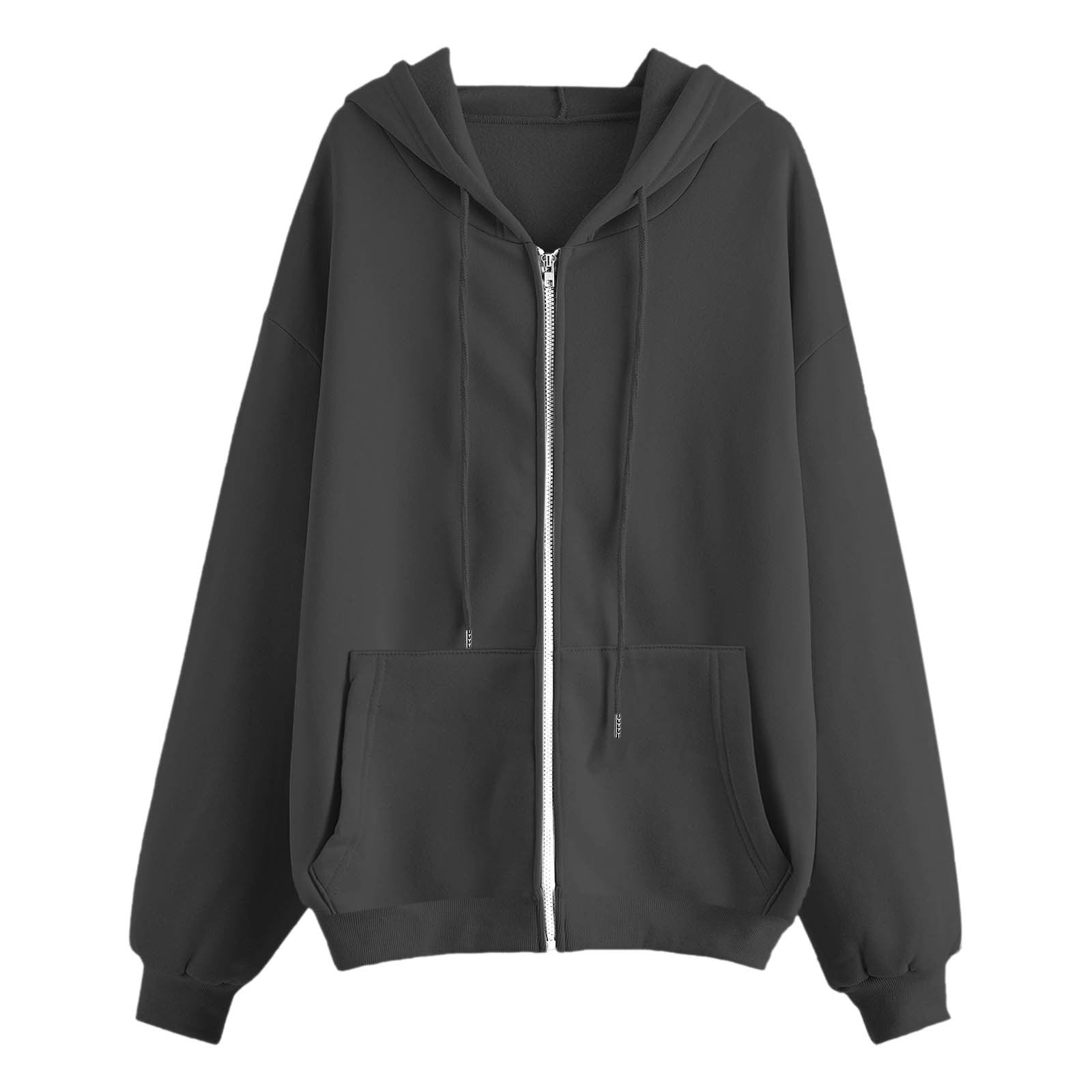 FASHOFT Oversized Hoodies For Women Casual Comfy Solid Loose Zipper Hooded Coat 2026 Full Zip Pullover Sweaters Spring Outfits GY1 S
