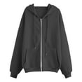 thumbnail image 4 of Women's Zip Up Y2K Hoodies Casual Long Sleeve Solid Drawstring Sweatshirts Fall Lightweight Track Jackets, 4 of 4