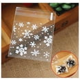 thumbnail image 4 of 100pcs 10x10cm / 4"x 4" Transparent Plastic Self-Sealing Wish Greeting Cards Storage Cellophane Packing Bags Container for Xmas Party Candy Cookies Bakery Gift (Snow), 4 of 7