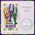 thumbnail image 2 of Colorful Mask Mardi Gras Banner Feather Adorned Carnival Display Purple Green Yellow Gold Accent Festive Backdrop for Carnival Party Mardi Gras Celebration Indoor Event, 2 of 9