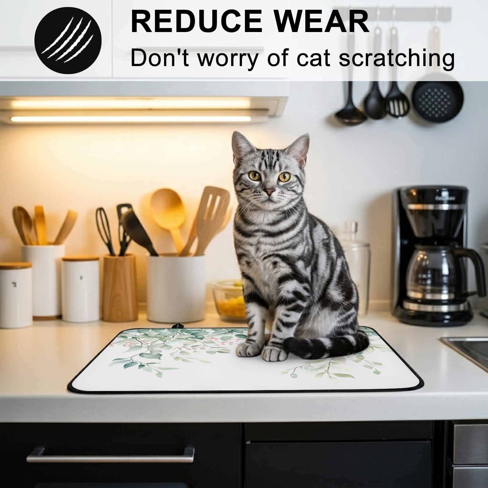 Eucalyptus Leaves Stove Top Cover for Electric Stove, Heat-proof & Non Slip Glass Top Stove Cover Protector, Sage Green Botanical Spring Summer Kitchen Flat Cooktop Rubber Mat 24x21 Inches