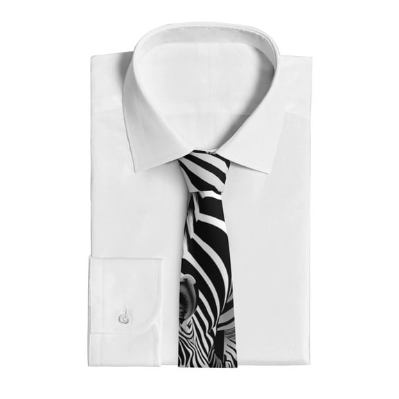 Uemuo Optical Zebra Illusion Pattern Men's Necktie Classic Silk Tie Woven Jacquard Neck Ties Business Necktie Gift for Men