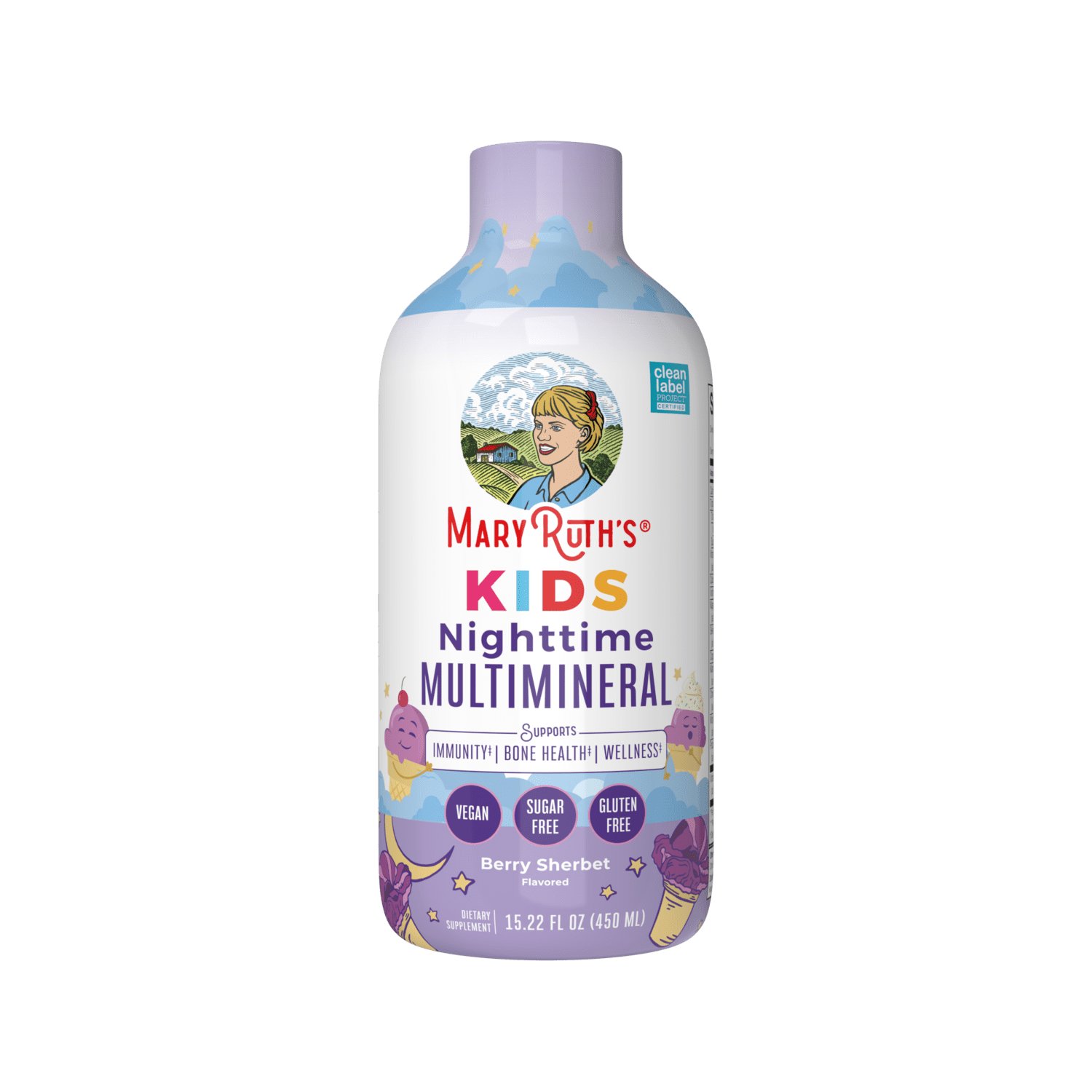 MaryRuth Organics Kids Liquid Nighttime Multimineral for Children's Health, Berry Sherbet, Sugar Free, 15.22 fl oz