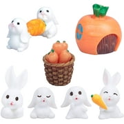 KATOOM 8Pcs Easter Mini Bunny Figurine Mini Resin Rabbit Easter Decoration Rabbit Sculpture Ornaments