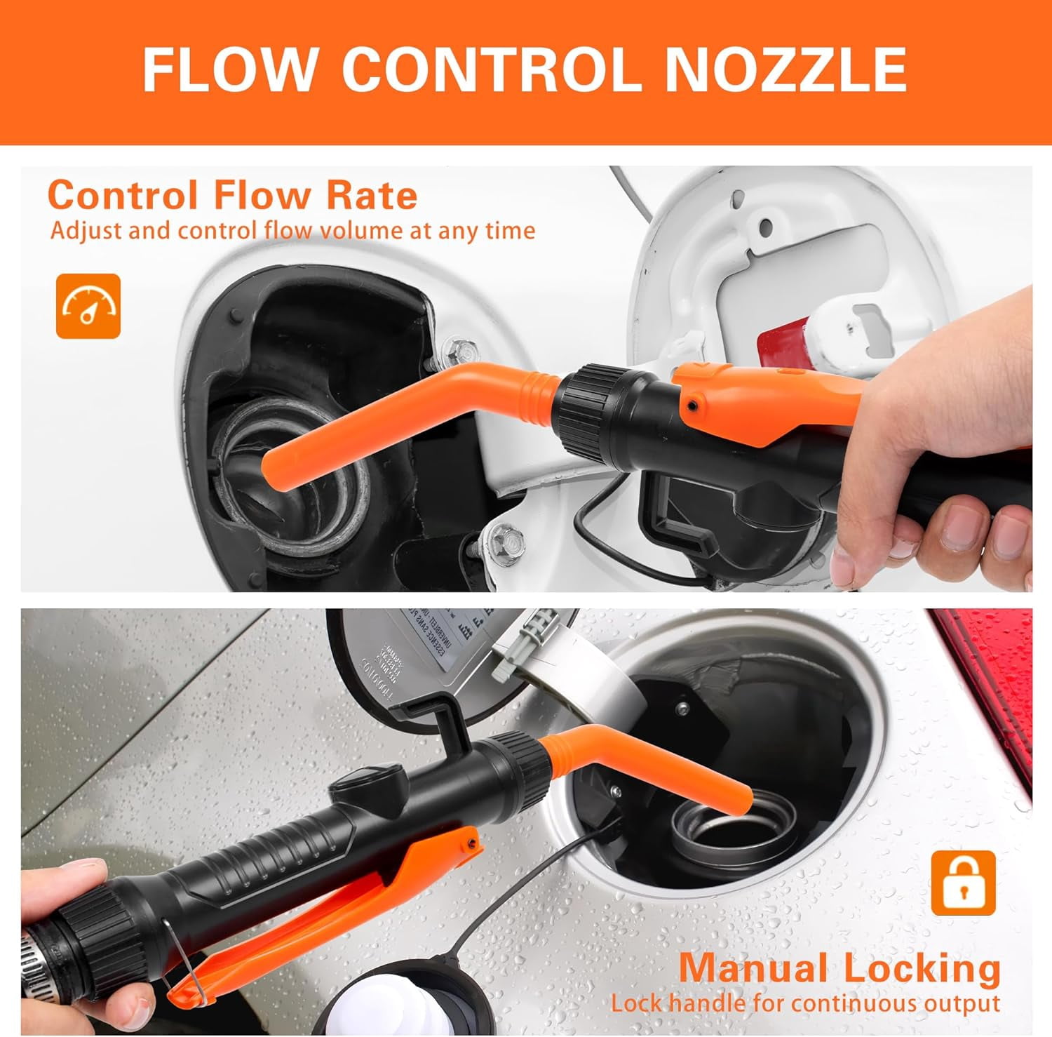 Fuel Transfer Pump To 2.8 GPM Portable Battery Powered Pump for Gas  Hand Fuel Pump Gasoline Mechanical Fuel Pumps Universal Fit Gas Pump for Gas Fuel Oil Diesel Water (Orange Red)