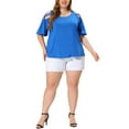 thumbnail image 3 of MODA NOVA Juniors Plus Size Summer Strappy Cold Shoulder Trumpet Sleeve Blouse, 3 of 6