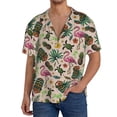 thumbnail image 3 of Honeii 's Tropical Mask Flamingo for men's short-sleeved button-up collared shirt featuring a pocket, perfect for beach vacations, and travel adventures., 3 of 5