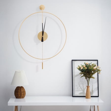 DDBESSIC 23 . 6 Classical Large Decorative Gold Wall Clock Non Ticking Silent Wall Clock w/ Pendulum
