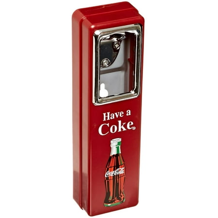 Coca Cola 10-1/2-Inch Wall Mountable Chrome Plated Metal Bottle Opener with Cap (Best Wall Bottle Opener)
