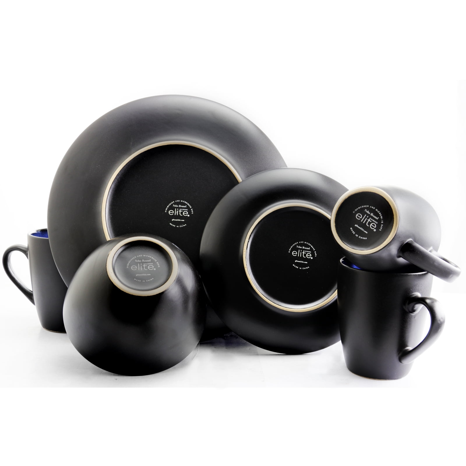 Gibson Elite Soho Lounge Round 16 Piece Dinnerware Set in Blue