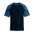 thumbnail image 5 of Dresfit Mens Baseball Shirts Patchwork Golf Shirts Crewneck Short Sleeve Raglan Denim Shirt 2026 Summer Relaxed Fit Cotton Lightweight Gym Basic Tees Navy XL, 5 of 6