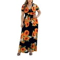 thumbnail image 2 of Aiyino Women Plus Size V Neck Short Sleeve Casual Evening Dress, Comfortable Elegant Party Maxi Dress, 2 of 6