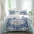 thumbnail image 2 of Blue Boho Bedding 3 Piece Duvet Cover Set Twin Size, Farmhouse Bohemian Medallion Oriental Flower Soft Microfiber Comforter Cover with Zipper Closure & Pillowcases, FadeResistant Quilt Cover, 2 of 9