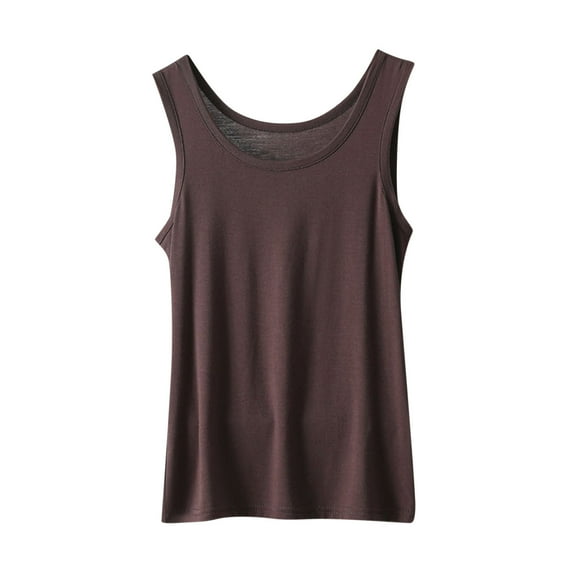 Giftesty Womens Tanks Clearance Under $5 Women's Solid Color Loose Sleeveless Round Neck T-Shirt Home Top Thin Bottoming Shirt
