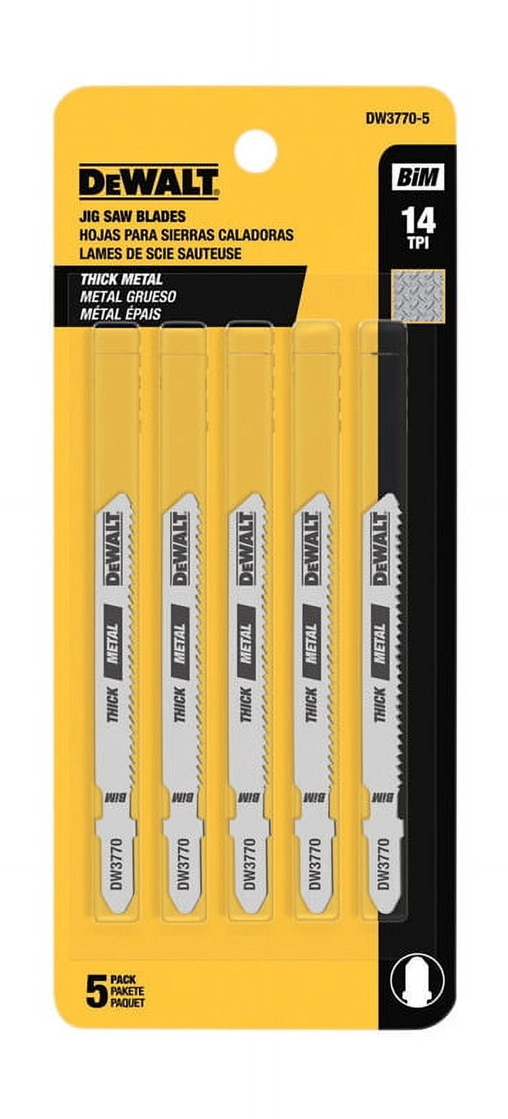 Dewalt DW3770-5 Bi-Metal Jig Saw Blade, 3in L, 14 TPI