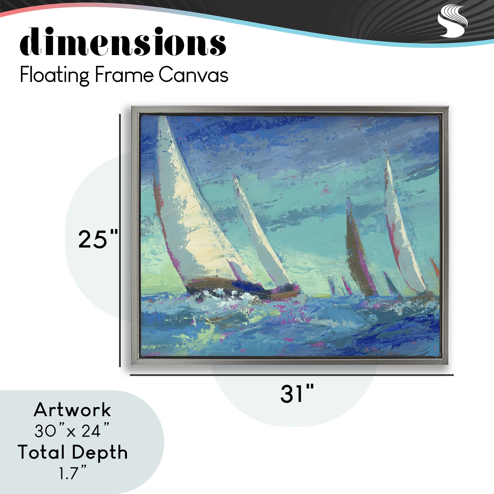 Stupell Industries Abstract Expression Regatta Gray Framed Floater Canvas Wall Art, design by Beth A. Forst