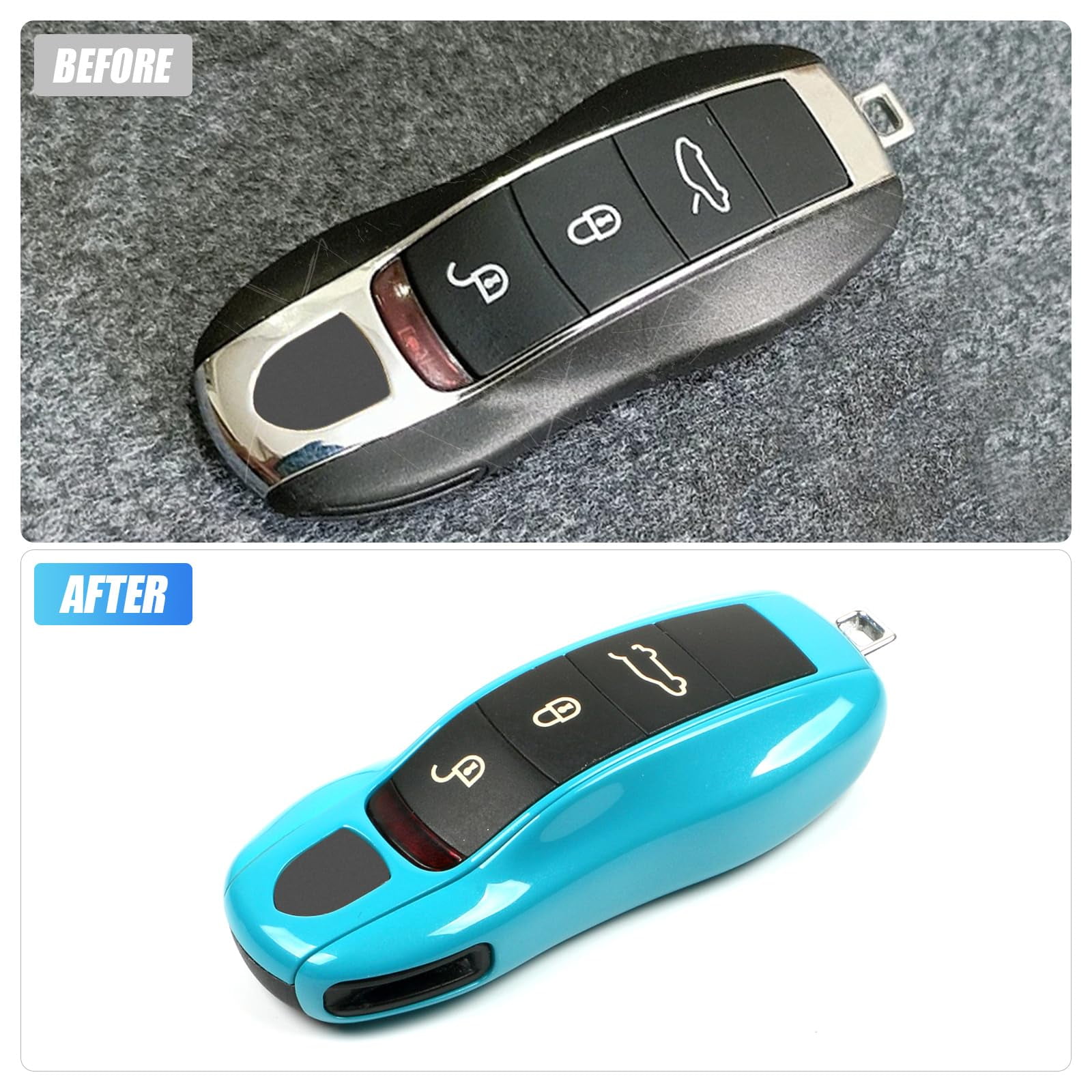 Key Fob Cover Compatible with Porsche Key Shell Key Fob Shell Replacement Compatible with Porsche Cayenne Panamera 911 718 Macan Boxster Cayman