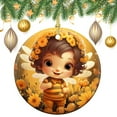 thumbnail image 2 of Baby Bees And Flowers Ornament Cute Cartoon Bumble Bee Circle Ornament Xmas Trees Decorations Keepsake Gifts Funny Gifts for Women/Men, 2 of 8