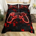 thumbnail image 3 of Erosebridal Gaming Bedding Set Gamer Duvet Cover Twin, Gaming Room Comforter Cover Geometry Honeycomb Print Bedspread Cover, Modern Abstract Plaid Soft Reversible Bedding Red, 3 of 5