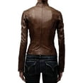 thumbnail image 2 of New Women's Brown Lambskin Leather Jacket Stylish Slim Fit Motorcycle Jacket W745, 2 of 3